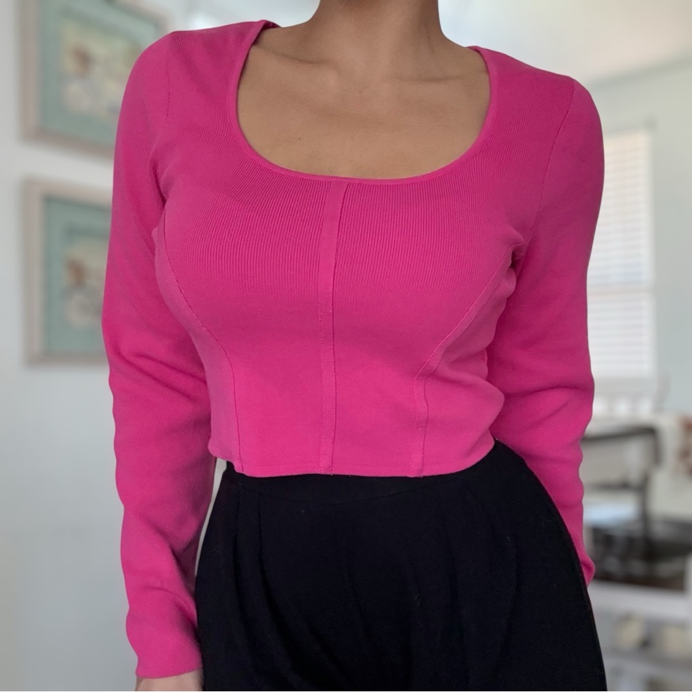 NWT Sincerely Jules Long Sleeve Knit Stretchy Scoop Neck Top - Size Large